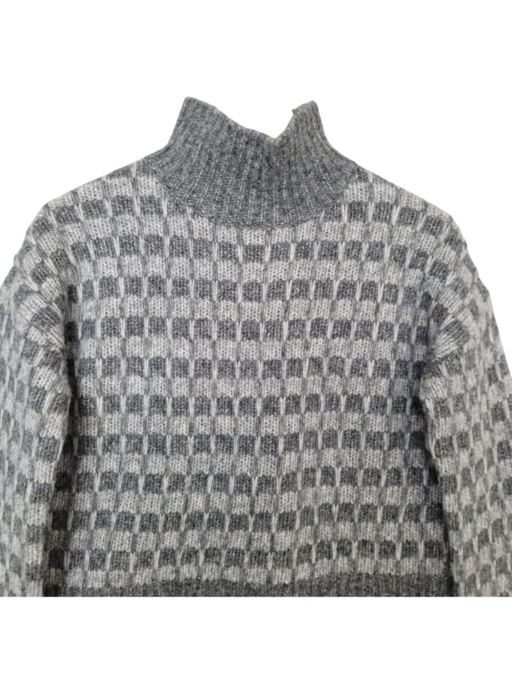 Everlane The Cloud Checkered Turtleneck Sweater XS Gary Merino Wool Alpaca NWT - Picture 3 of 8